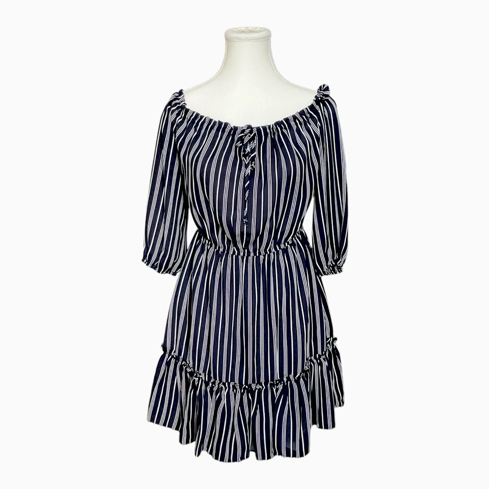 BB Dakota Navy Blue with White Stripe Dress